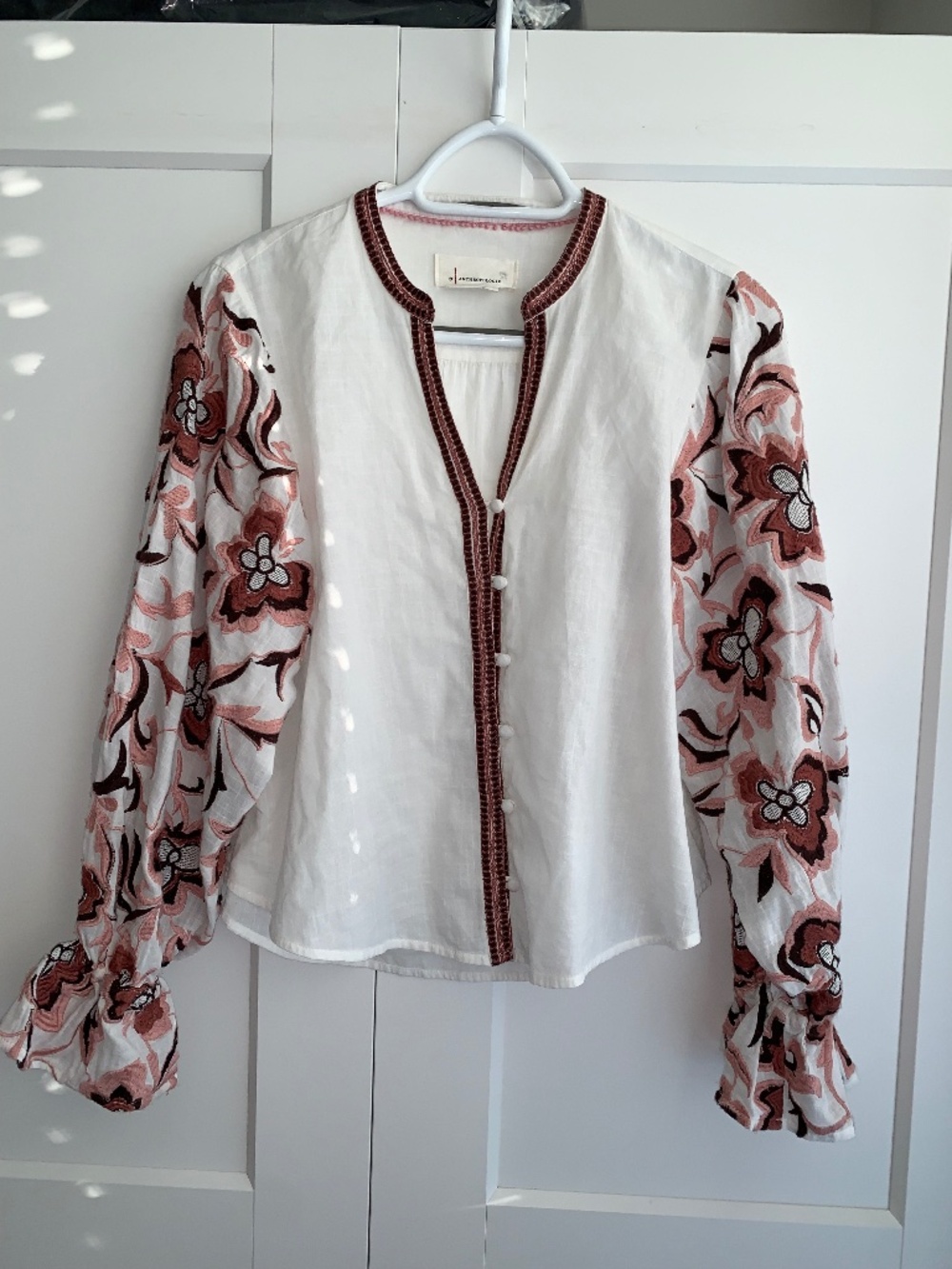 Anthropologie Floral Blouse Embroidered  Women's Size XS